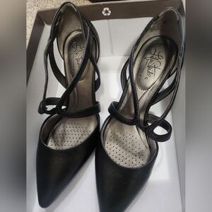 Life Stride Black Heels with Strappy Design
